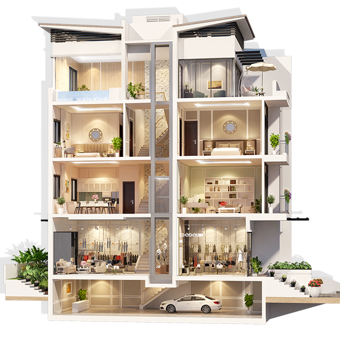 Mặt cắt biệt thự